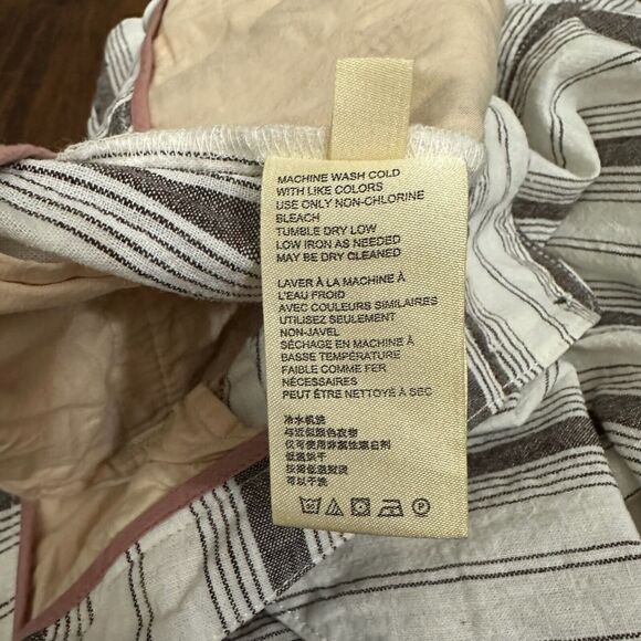 by ANTHROPOLOGIE Linen-Blend Exposed Button-Fly Shorts in Ivory Stripe - Picture 9 of 11